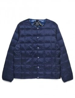 Crew Neck Button Down Jacket - Navy