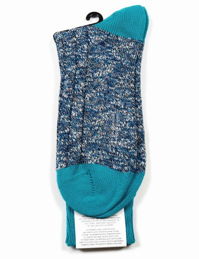 Pantherella Dean Recycled Cotton 6x2 Rib Socks - Ionian Mix Eco Luxe 4 Pantherella Dean Recycled Cotton 6x2 Rib Socks - Ionian Mix Eco Luxe - Image 2