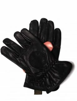 Loser Machine Death Grip Gloves - Black/Orange Premium Leather Knuckle Embroidery -Fatbuddha Store death grip gloves black orange p30316 103443 medium