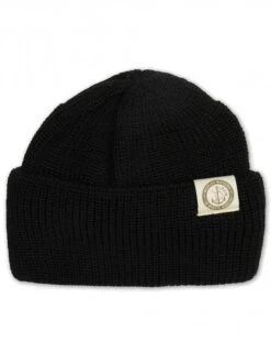 Deus Ex Machina Black Deck Beanie – Cuffed Ribbed Wool Blend Fisherman Hat