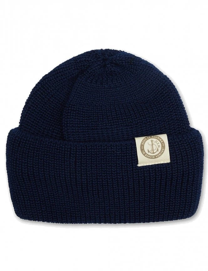 Deus Ex Machina Deck Beanie Hat - Navy Blue Ribbed Cuffed Knit 3 Deus Ex Machina Deck Beanie Hat - Navy Blue Ribbed Cuffed Knit