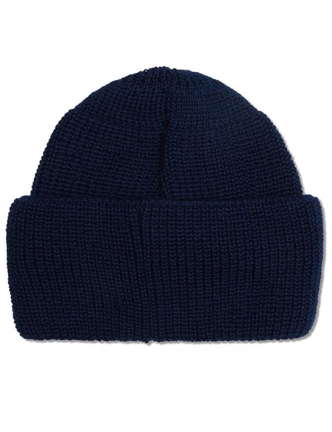 Deus Ex Machina Deck Beanie Hat - Navy Blue Ribbed Cuffed Knit 4 Deus Ex Machina Deck Beanie Hat - Navy Blue Ribbed Cuffed Knit - Image 2
