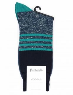 Pantherella Denny Socks - Dark Teal Fleck Chunky Knit Winter Socks