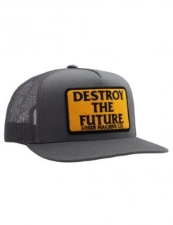 Loser Machine Destroy Trucker Hat – Charcoal and Black 5-Panel Flat Brim Snapback