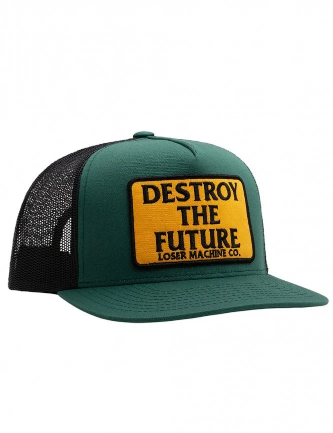 Loser Machine Destroy Green and White – Woven Script 5-Panel Flat Bill Trucker Hat 3 Loser Machine Destroy Green and White – Woven Script 5-Panel Flat Bill Trucker Hat