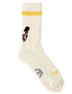Rostersox Dog Socks White - Embroidered Terrier Mascot Ribbed Crew Socks