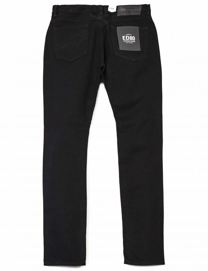 ED-80 Slim Tapered Selvedge Jeans- Black Rinsed 5 ED-80 Slim Tapered Selvedge Jeans- Black Rinsed - Image 3