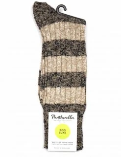 Pantherella Eden Kelp Mix – Eco Luxe Block Stripe Rib Knit Socks
