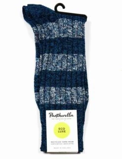 Pantherella Eden Ocean Mix – Eco Luxe Block Stripe Ribbed Knit Sock