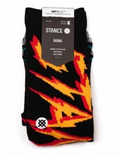 Stance Electrified Crew Socks - Black with Neon Pink and Teal Lightning Graphics