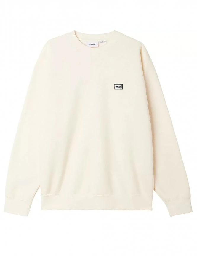 Obey Clothing Established Works Eyes Crew Sweat - Unbleached 3 Obey Clothing Established Works Eyes Crew Sweat - Unbleached