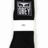 Obey Clothing Eyes Icon Socks - Black with White Jacquard Logo Ribbed Crew Socks -Fatbuddha Store eyes icon socks black white p26433 93191 medium