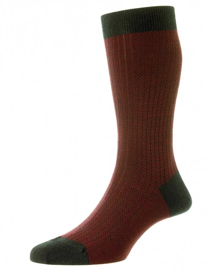 Pantherella Finsbury Herringbone Racing Green – Merino Wool Vintage Fine Gauge Socks 5 Pantherella Finsbury Herringbone Racing Green – Merino Wool Vintage Fine Gauge Socks - Image 3