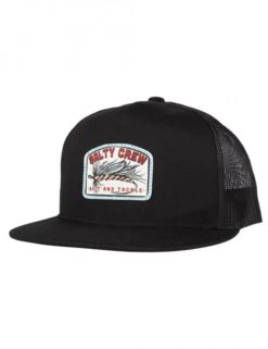Salty Crew Fly Drop Black / White Mesh Trucker Hat – Fishing Graphic 6-Panel Cap