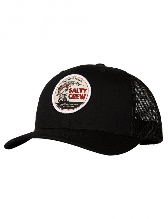Salty Crew Black Fly Guy Graphic Patch – Retro Trucker Curved Bill Snapback Hat 3 Salty Crew Black Fly Guy Graphic Patch – Retro Trucker Curved Bill Snapback Hat
