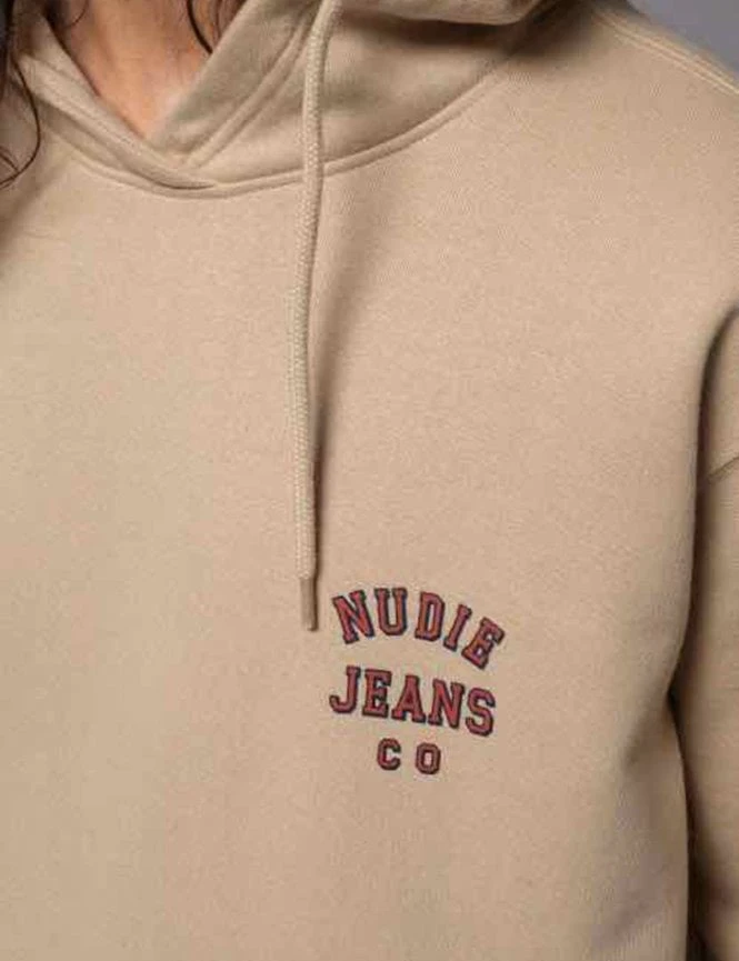Nudie Jeans Franke Logo Hooded Sweat - Cream 4 Nudie Jeans Franke Logo Hooded Sweat - Cream - Image 2