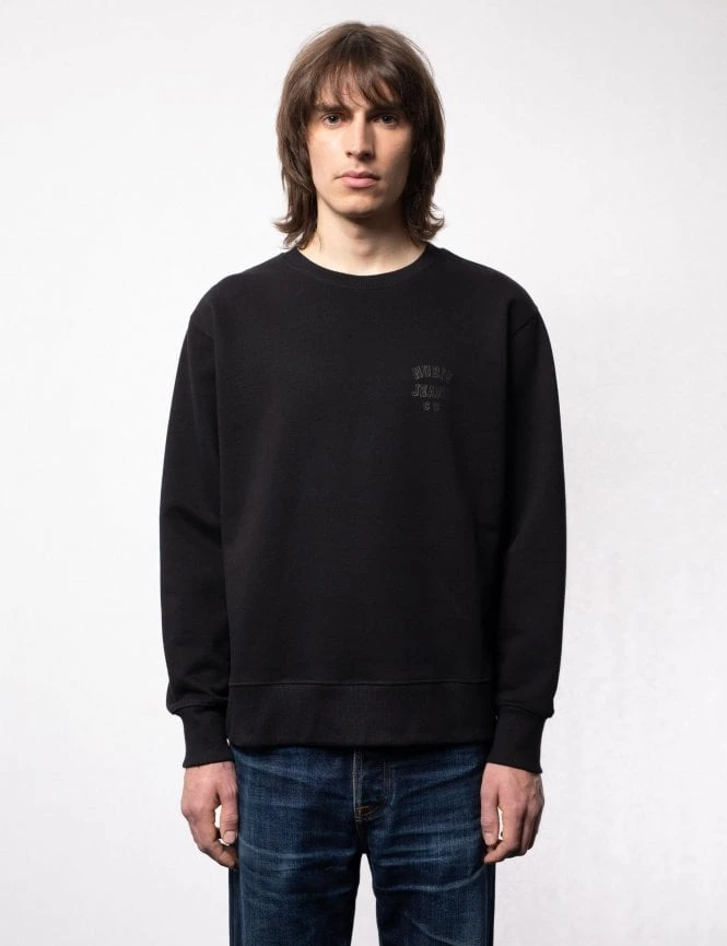 Nudie Jeans Frasse Logo Crew Sweat - Black 4 Nudie Jeans Frasse Logo Crew Sweat - Black - Image 2