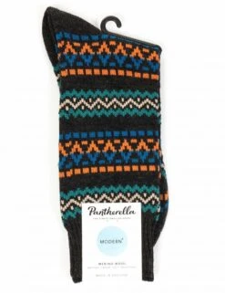 Pantherella Frutiger Charcoal Grey - Ribbed Cotton Luxury Mid-Calf Socks