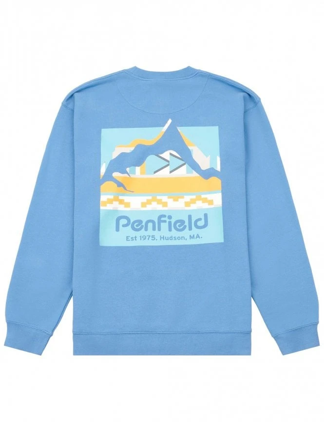 Penfield Geo Back Print Sweat - Riviera 3 Penfield Geo Back Print Sweat - Riviera