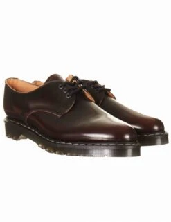 Solovair Gibson 3 Eyelet Shoes - Burgundy Rub-off Hi Shine