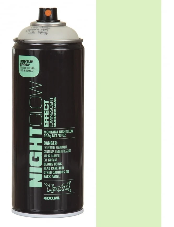 MONTANA Glow In The Dark Spray Paint 400ml - Green NG1000 3 MONTANA Glow In The Dark Spray Paint 400ml - Green NG1000
