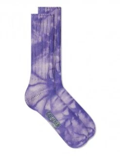 Anonymous Ism Go Hemp Dye Crew Socks – Purple Multi Tie-Dye Ribbed Socks