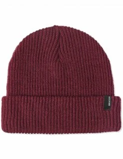 Brixton Heist Beanie Mahogany Red – Ribbed Knit Cuffed Beanie Hat