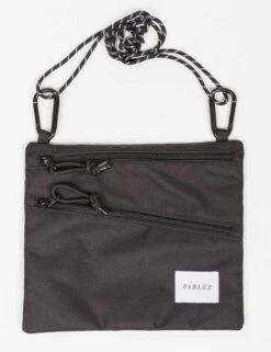 Parlez Black Heavyweight Nylon Hip Bag – Adjustable Crossbody Waist Pack with Carabiners