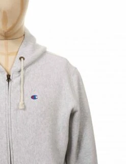 Champion Reverse Weave Hooded Logo Zip Jacket - LOXGM Light Grey -Fatbuddha Store hooded logo zip jacket loxgm light grey p29150 100029 medium
