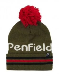 Penfield Forest Night with White Wordmark – Intarsia Knit Pom Beanie Hat
