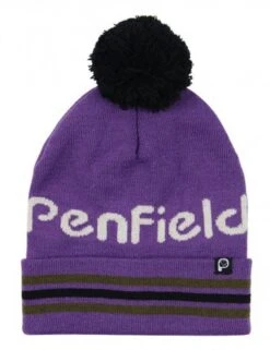 Penfield Intarsia Pom Beanie Hat - Pansy Purple Knit Pom-Pom Hat
