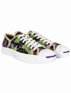 Converse Jack Purcell Leather Ox Trainers - Camo (Black/Candied Ginger)