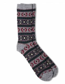 Anonymous Ism Grey Jacquard Wool Crew Socks – Premium Textured Knit Accessories