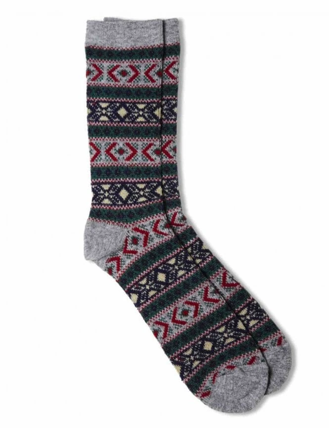 Anonymous Ism Grey Jacquard Wool Crew Socks – Premium Textured Knit Accessories 3 Anonymous Ism Grey Jacquard Wool Crew Socks – Premium Textured Knit Accessories