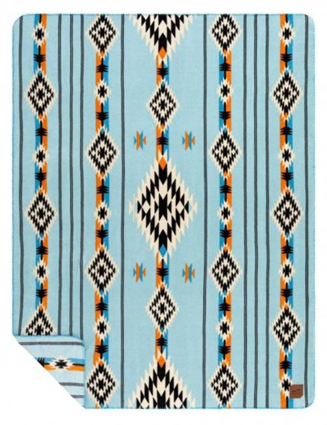 Slowtide Journey Fleece Blanket Light Blue Aztec - Reversible Recycled Throw 3 Slowtide Journey Fleece Blanket Light Blue Aztec - Reversible Recycled Throw