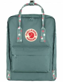 Fjallraven Kanken Classic Backpack - Frost Green with Multi-Color Confetti Pattern Straps