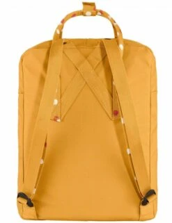 Fjallraven Ochre with Confetti Pattern - Classic Webbing Strap Kanken Backpack -Fatbuddha Store kanken classic backpack ochre confetti pattern p33165 120342 medium