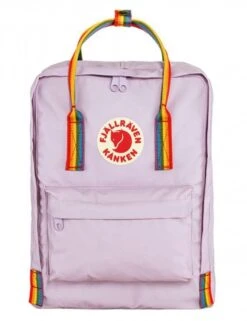 Fjallraven Kanken Classic Rainbow Backpack - Pastel Lavender with Multicolor Straps