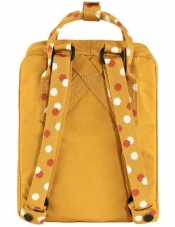 Fjallraven Kanken Mini Backpack in Ochre with Confetti Pattern Straps - Water-Resistant Compact Daypack -Fatbuddha Store kanken mini backpack ochre confetti pattern p33370 119532 medium
