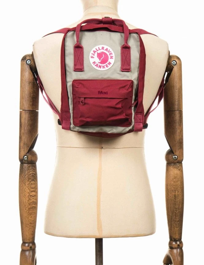 Fjallraven Kanken Mini Backpack - Ox Red and Putty Contrast Two-Tone Vinylon F Bag 3 Fjallraven Kanken Mini Backpack - Ox Red and Putty Contrast Two-Tone Vinylon F Bag