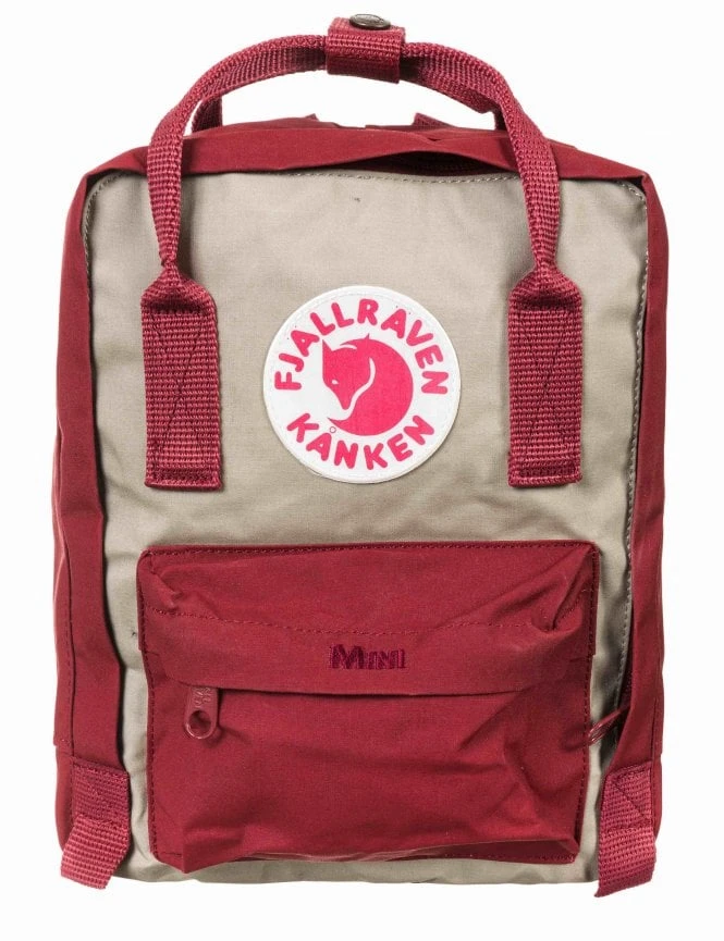 Fjallraven Kanken Mini Backpack - Ox Red and Putty Contrast Two-Tone Vinylon F Bag 4 Fjallraven Kanken Mini Backpack - Ox Red and Putty Contrast Two-Tone Vinylon F Bag - Image 2