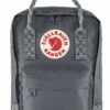 Fjallraven Kanken Mini Backpack – Super Grey with Chess Pattern Webbing