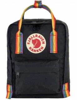 Fjallraven Kanken Mini Rainbow Backpack - Black-Rainbow Pattern