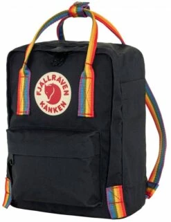 Fjallraven Kanken Mini Rainbow Backpack – Black with Multi-Color Webbing Straps -Fatbuddha Store kanken mini rainbow backpack black rainbow pattern p28156 119727 medium