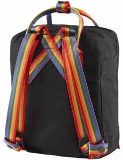 Fjallraven Kanken Mini Rainbow Backpack – Black with Multi-Color Webbing Straps -Fatbuddha Store kanken mini rainbow backpack black rainbow pattern p28156 119728 medium