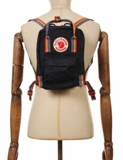 Fjallraven Kanken Mini Rainbow Backpack – Black with Multi-Color Webbing Straps -Fatbuddha Store kanken mini rainbow backpack black rainbow pattern p28156 98099 medium
