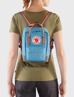 Fjallraven Kanken Mini Rainbow Backpack - Light Oak with Multi-Color Rainbow Straps -Fatbuddha Store kanken mini rainbow backpack light oak rainbow pattern p35133 119689 medium