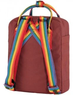Fjallraven Kanken Mini Rainbow Edition - Ox Red with Multi-Color Straps -Fatbuddha Store kanken mini rainbow backpack ox red p33169 119697 medium