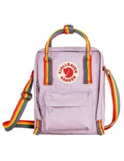 Fjallraven Kanken Sling Rainbow 2.5L Bag – Pastel Lavender with Multi-Color Webbing
