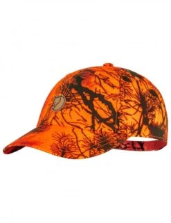 Fjallraven Lappland Camo Cap in Safety Orange Camo – G-1000 Silent Eco Hunting Hat